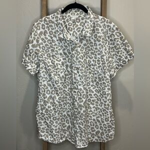 Garnet Hill Cheetah Leopard Animal Print Top Size 18